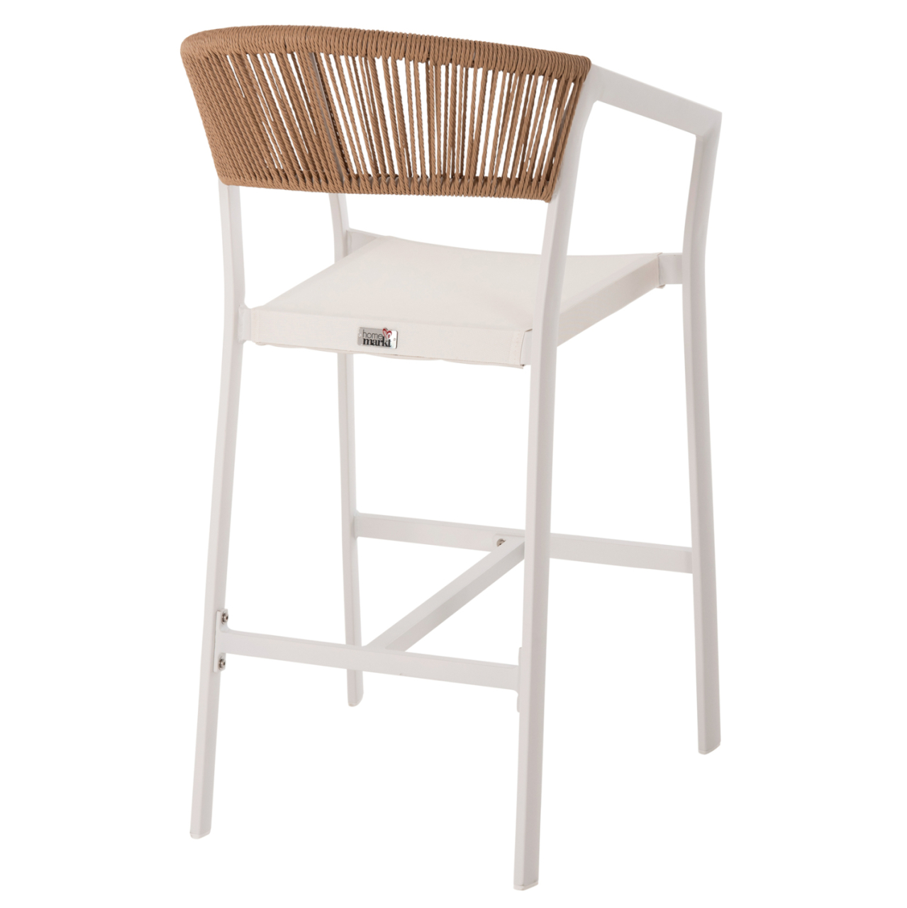BAR STOOL ALUMINUM IN WHITE HM5892.32 MEDIUM HEIGHT WITH ARMS-RATTANandTEXTLINE 57x57x99,5Hcm [4]