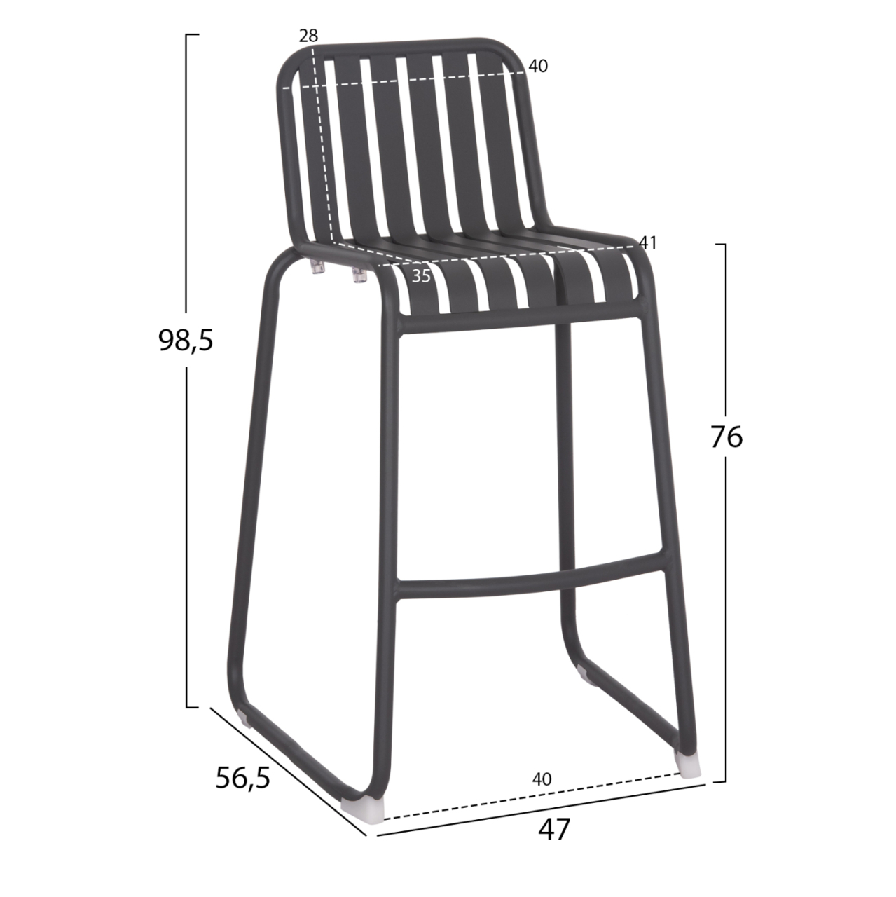 BAR STOOL ALUMINUM RACHEL HM6341.01 GREY COLOR 47x56.5x98.5Hcm. [2]