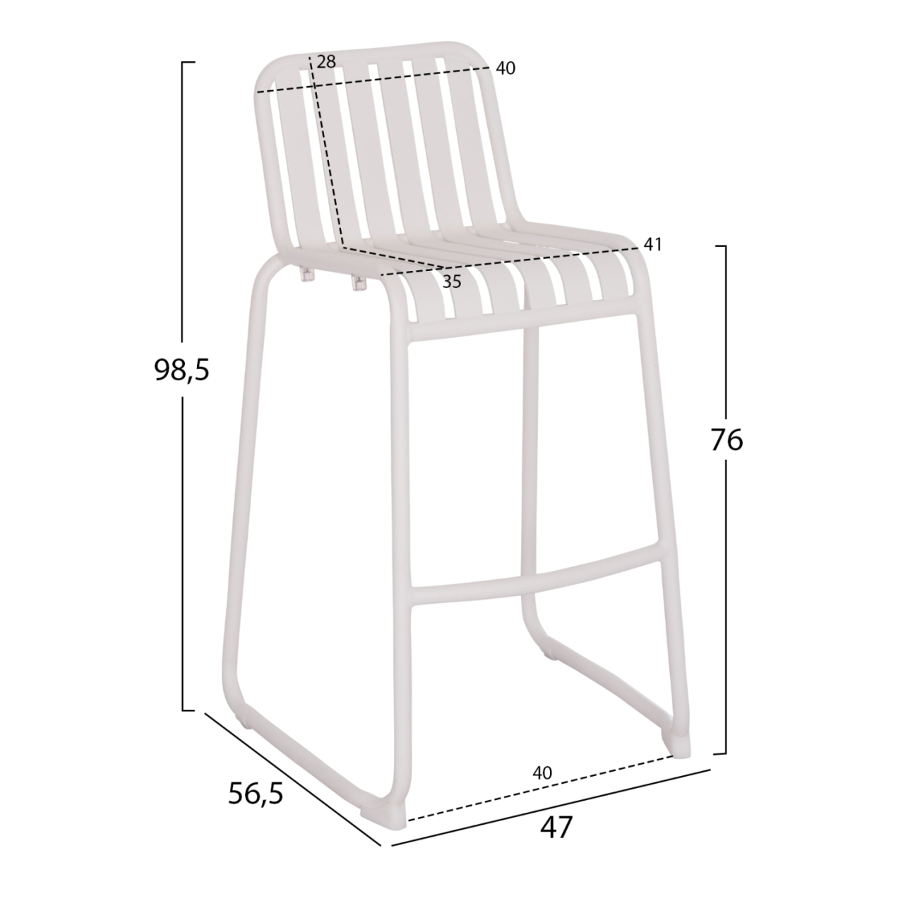 BAR STOOL ALUMINUM RACHEL HM6341.02 WHITE COLOR 47x56.5x98.5Hcm. [2]