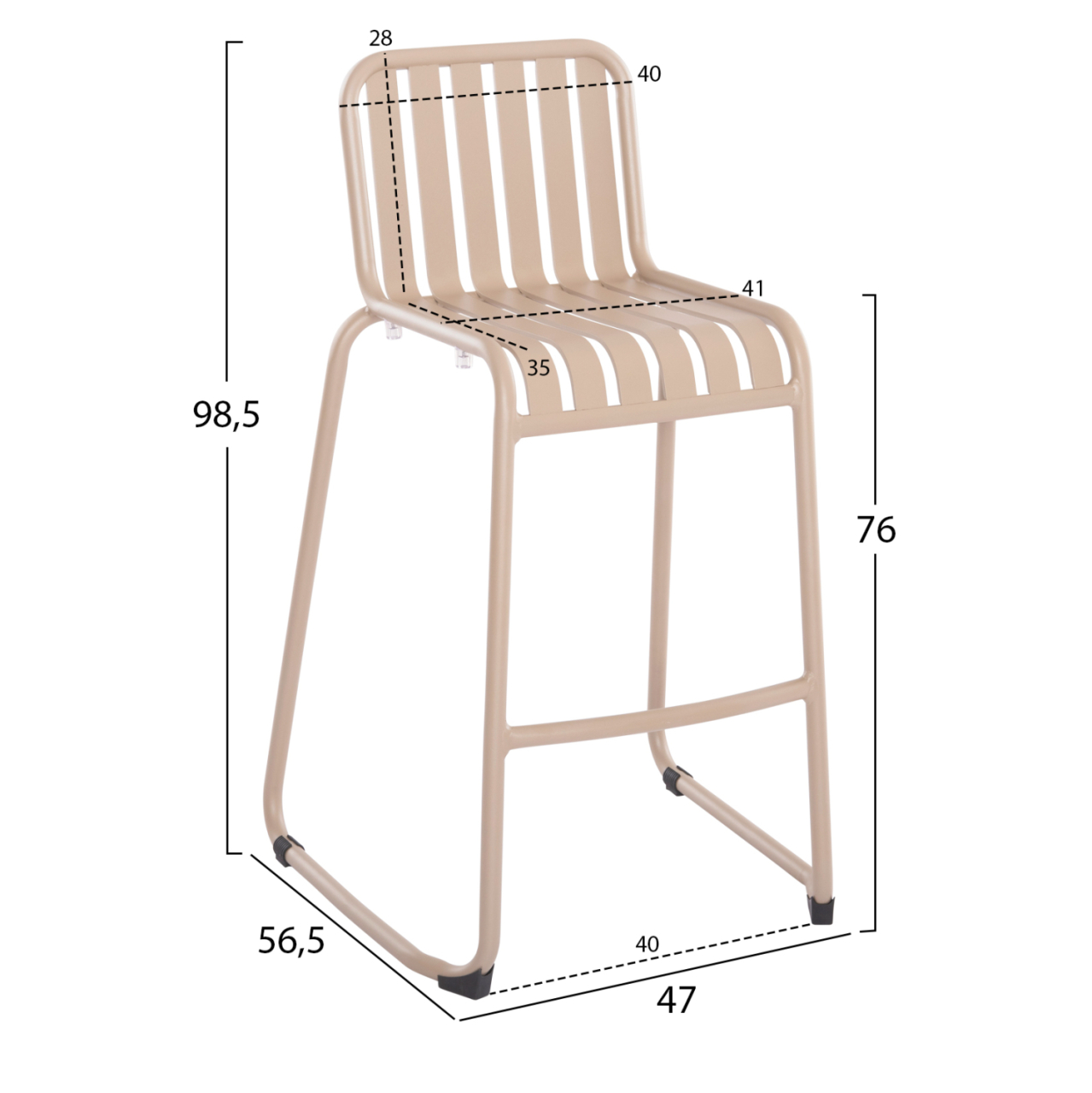 BAR STOOL ALUMINUM RACHEL HM6341.04 CHAMPAGNE COLOR 59.5x55x101Hcm. [2]