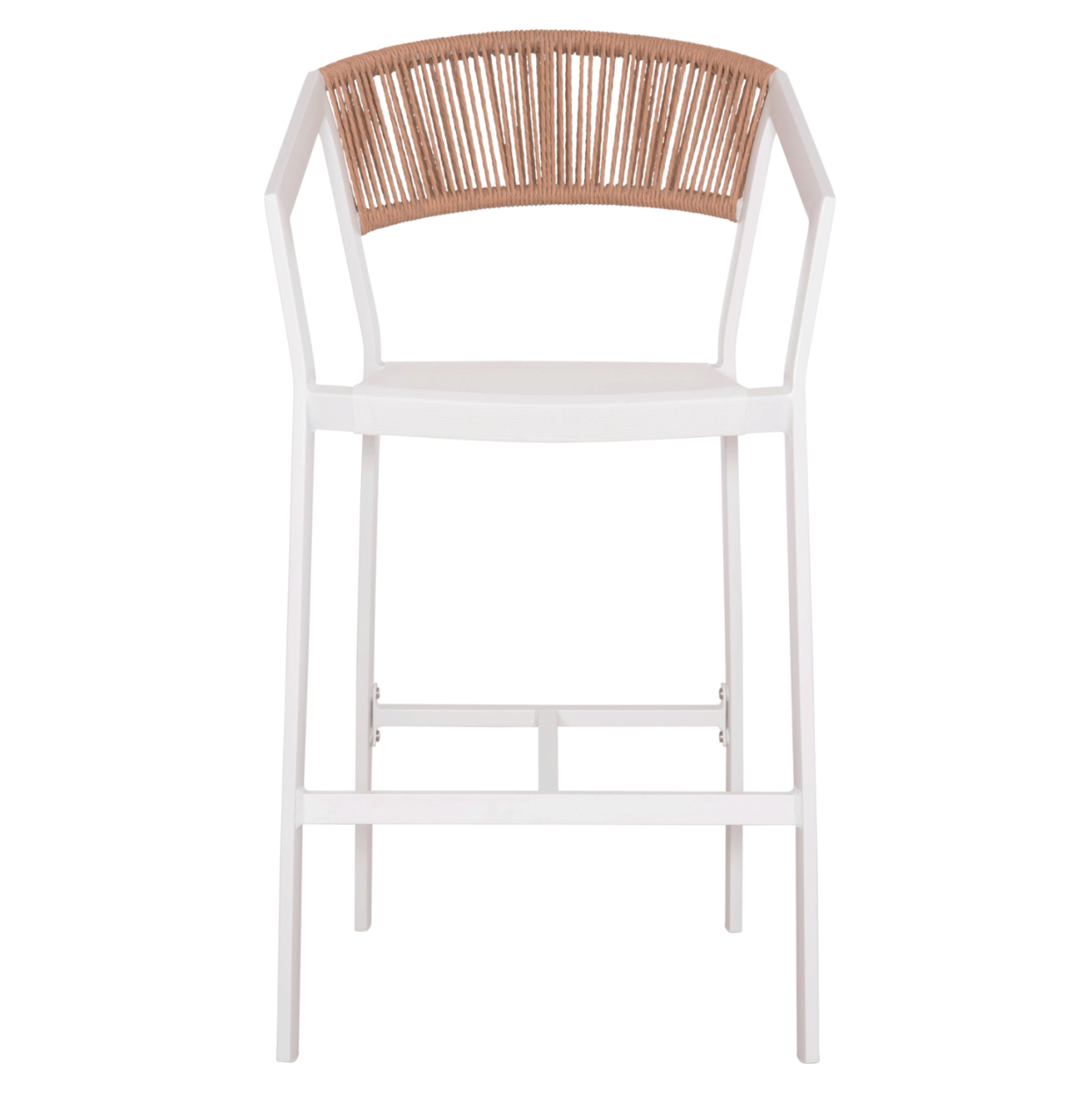 BAR STOOL ALUMINUM WHITE HM5892.12 MEDIUM HEIGHT WITH ARMS-RATTANandTEXTLINE 55x56.5x99H. [3]