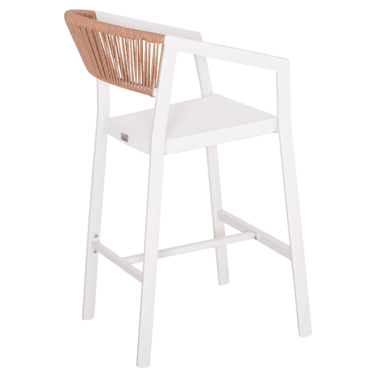 BAR STOOL ALUMINUM WHITE HM5892.12 MEDIUM HEIGHT WITH ARMS-RATTANandTEXTLINE 55x56.5x99H. [5]