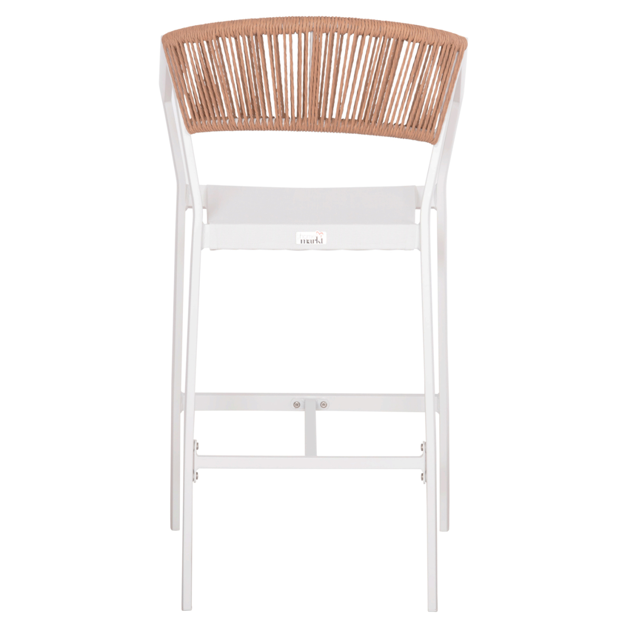 BAR STOOL ALUMINUM WHITE HM5892.12 MEDIUM HEIGHT WITH ARMS-RATTANandTEXTLINE 55x56.5x99H. [6]