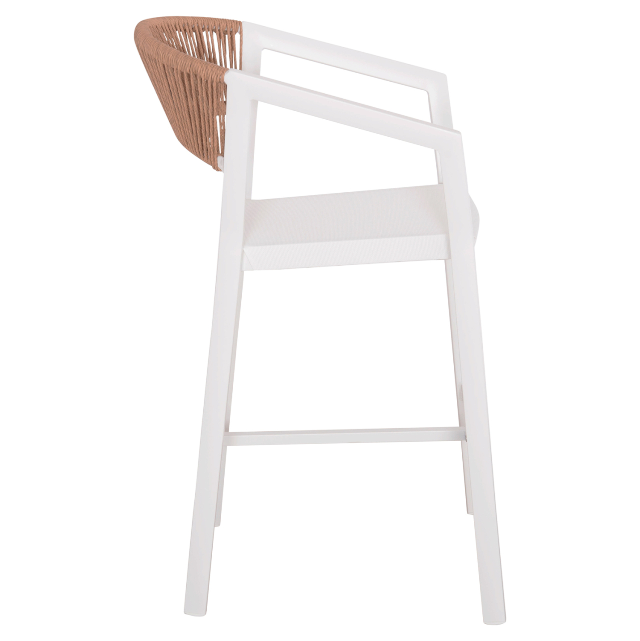 BAR STOOL ALUMINUM WHITE HM5892.12 MEDIUM HEIGHT WITH ARMS-RATTANandTEXTLINE 55x56.5x99H. [4]