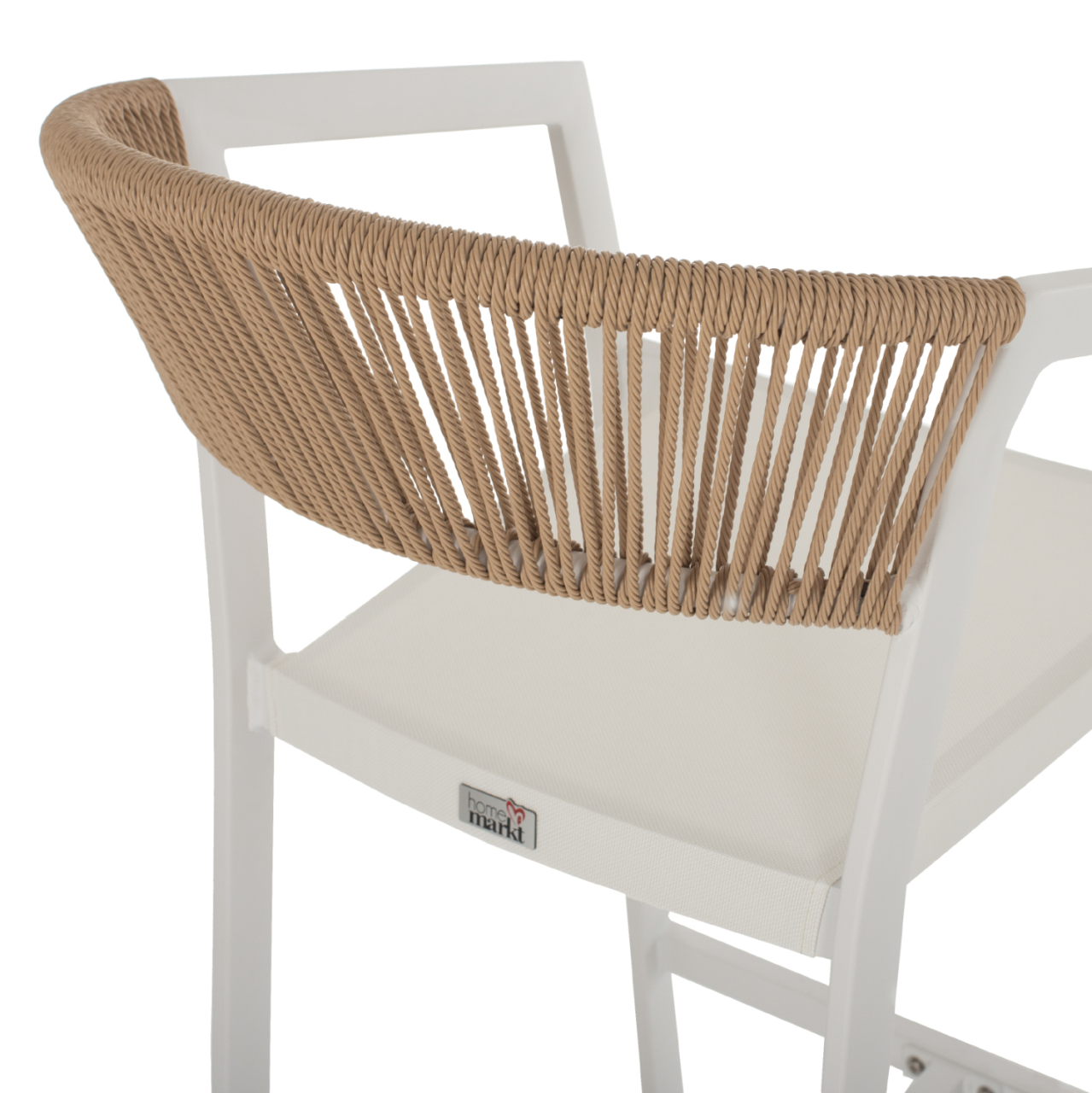 BAR STOOL ALUMINUM WITH ARMS WHITE PE RATTAN BACK TEXTLINE SEAT 56x58x105Hcm.HM5892.02 [7]