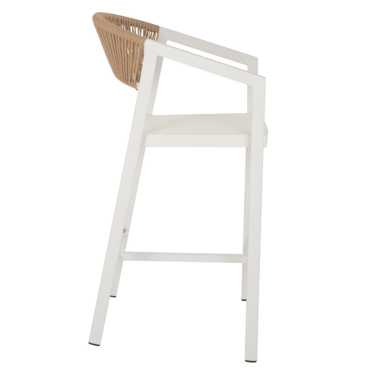 BAR STOOL ALUMINUM WITH ARMS WHITE PE RATTAN BACK TEXTLINE SEAT 56x58x105Hcm.HM5892.02 [4]