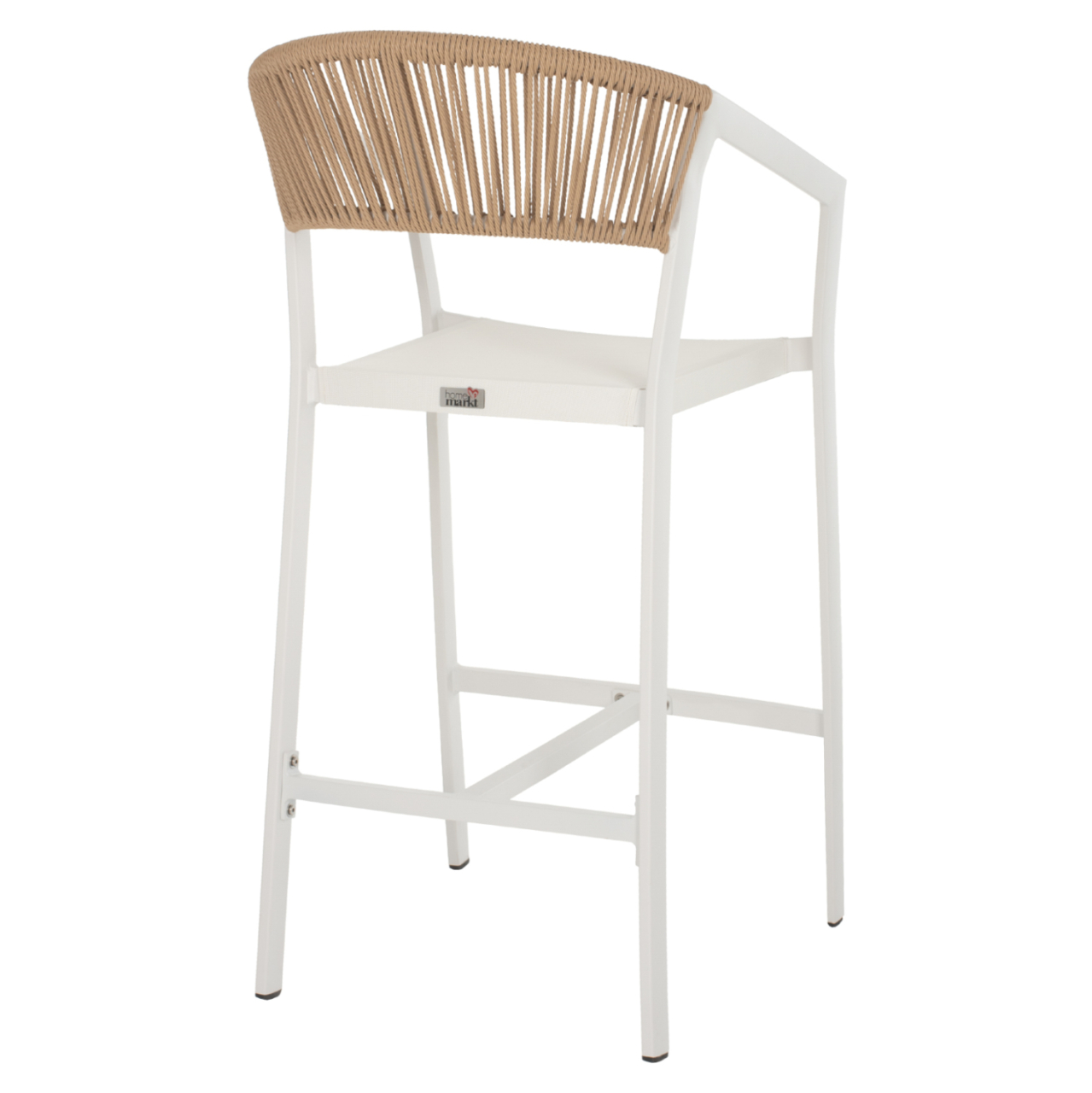 BAR STOOL ALUMINUM WITH ARMS WHITE PE RATTAN BACK TEXTLINE SEAT 56x58x105Hcm.HM5892.02 [5]