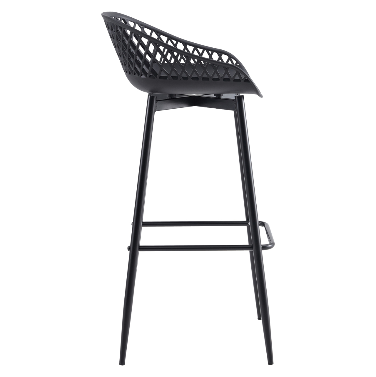 BAR STOOL AVAYA HM8686.12 BLACK POLYPROPYLENE AND BLACK METAL LEGS 45x45x97Hcm. [4]