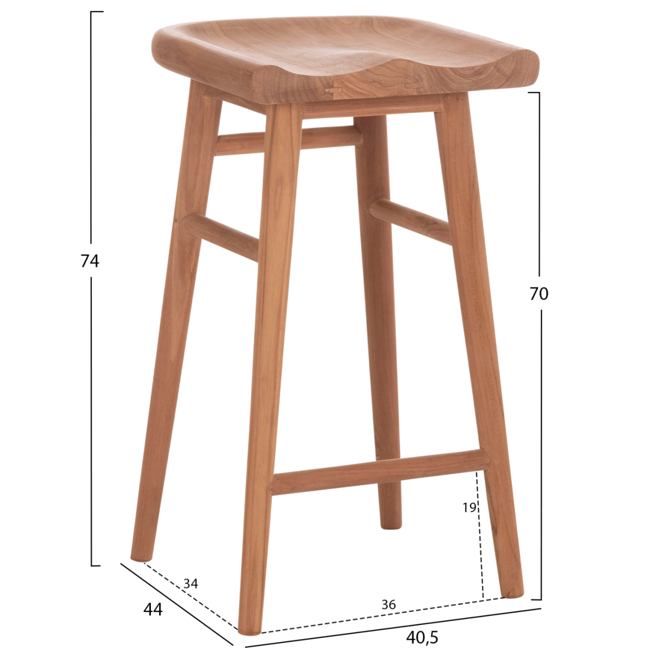 BAR STOOL BOLMAR HM18108 TEAK WOOD IN NATURAL COLOR 40.5x44x74Hcm. [2]