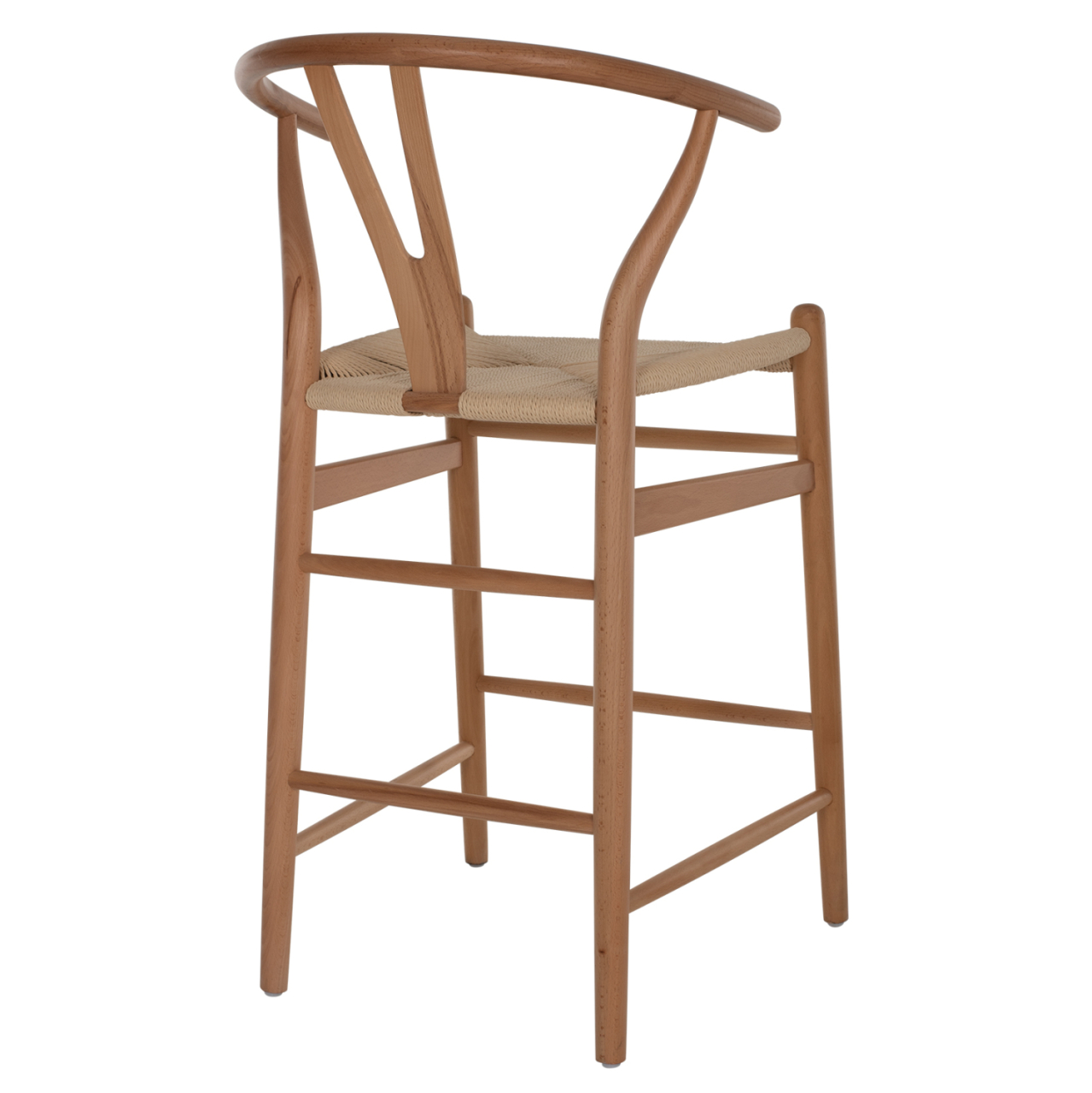 BAR STOOL BRAVE BEECH WOOD NATURAL WISHBONE BACK HM9405.01 48x53x100Hcm. [5]