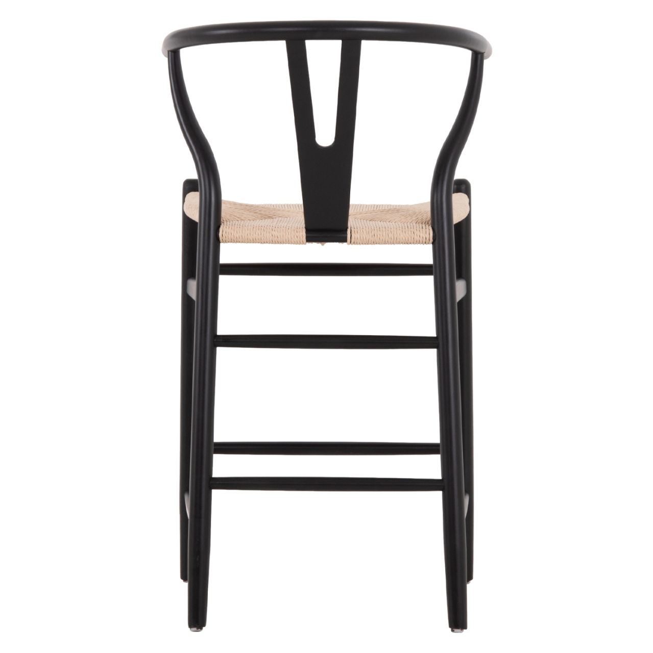 BAR STOOL BRAVE HM9405.02 WITH WISHBONE BACK BEECH WOOD BLACK--WHITE ROPE 48x53x100Hcm. [6]