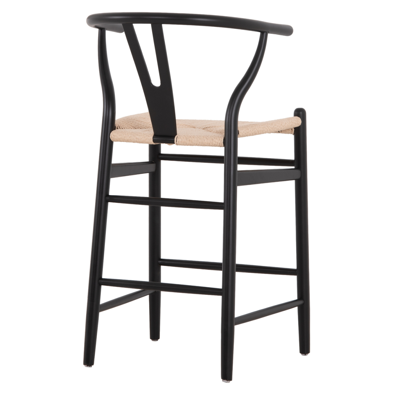 BAR STOOL BRAVE HM9405.02 WITH WISHBONE BACK BEECH WOOD BLACK--WHITE ROPE 48x53x100Hcm. [5]