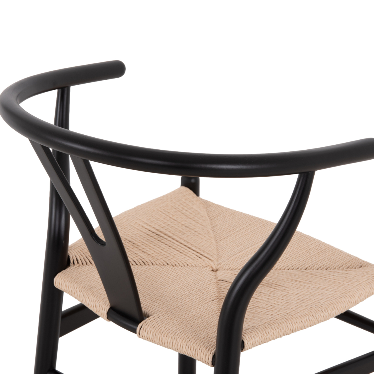 BAR STOOL BRAVE HM9405.02 WITH WISHBONE BACK BEECH WOOD BLACK--WHITE ROPE 48x53x100Hcm. [10]