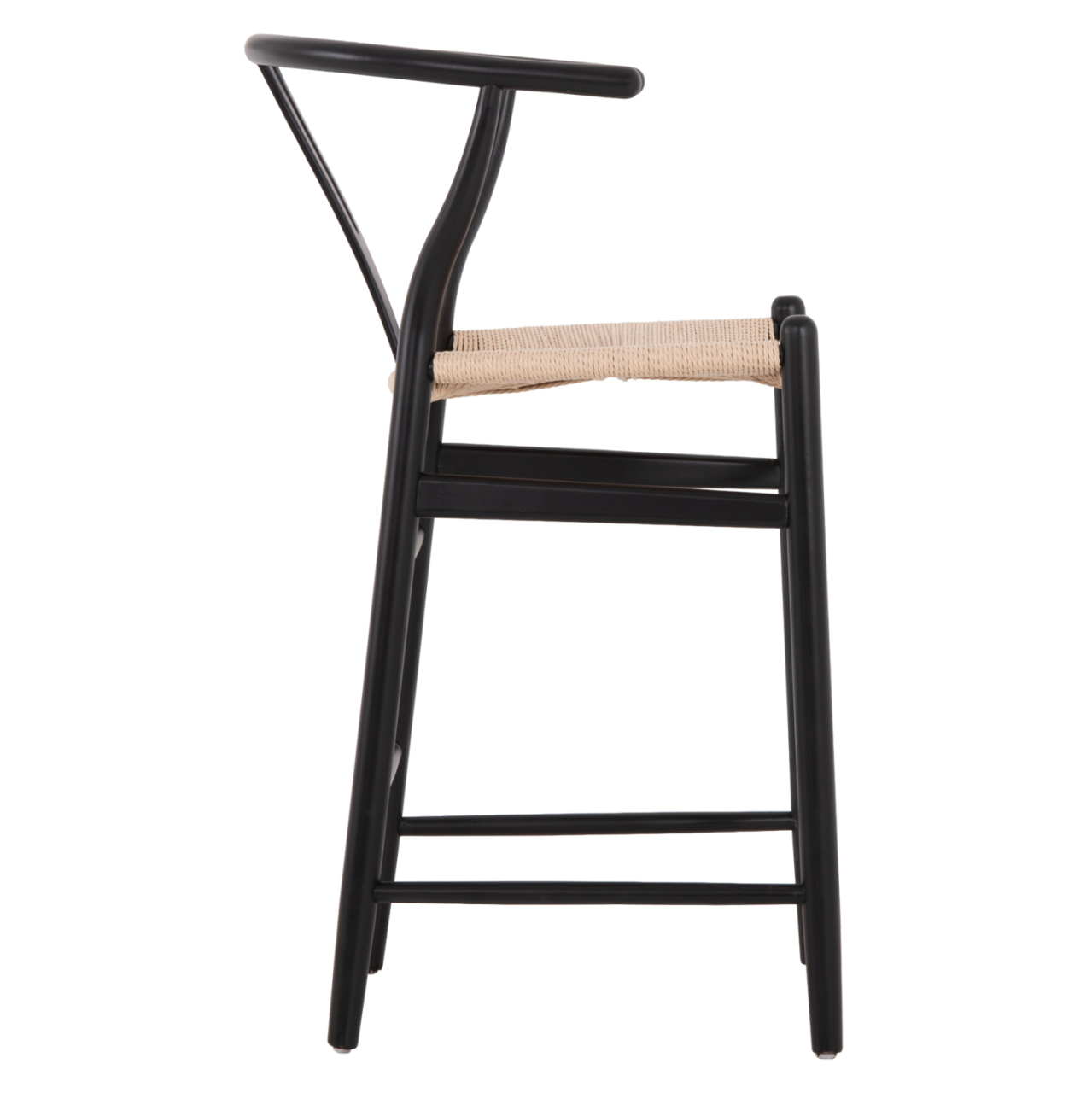 BAR STOOL BRAVE HM9405.02 WITH WISHBONE BACK BEECH WOOD BLACK--WHITE ROPE 48x53x100Hcm. [4]