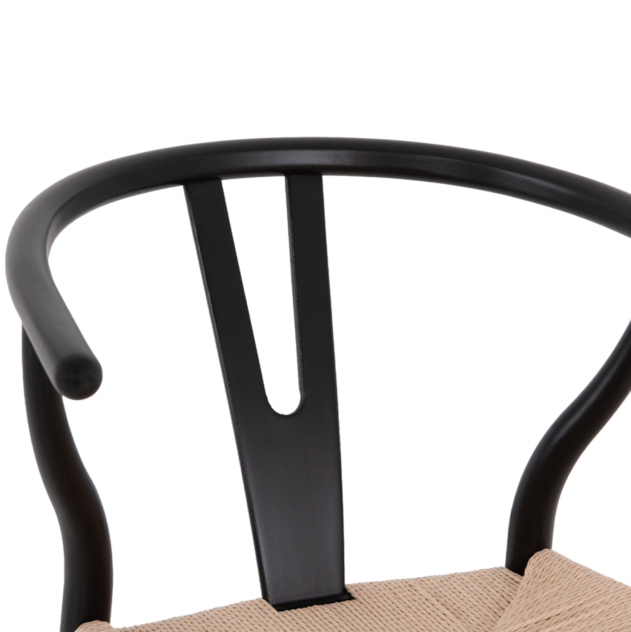 BAR STOOL BRAVE HM9405.02 WITH WISHBONE BACK BEECH WOOD BLACK--WHITE ROPE 48x53x100Hcm. [7]