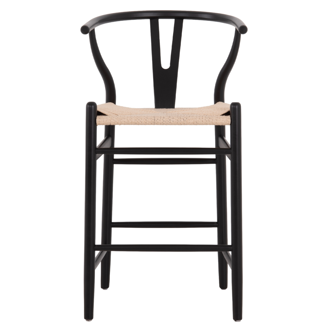 BAR STOOL BRAVE HM9405.02 WITH WISHBONE BACK BEECH WOOD BLACK--WHITE ROPE 48x53x100Hcm. [3]