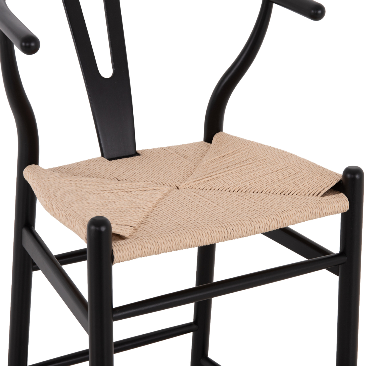 BAR STOOL BRAVE HM9405.02 WITH WISHBONE BACK BEECH WOOD BLACK--WHITE ROPE 48x53x100Hcm. [8]