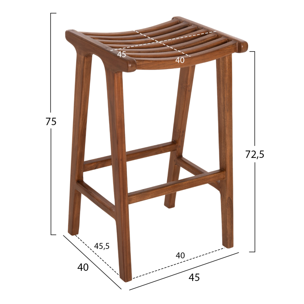 BAR STOOL BUNDY HM6130 TEAK WOOD IN WALNUT 45x40x75Hcm. [2]