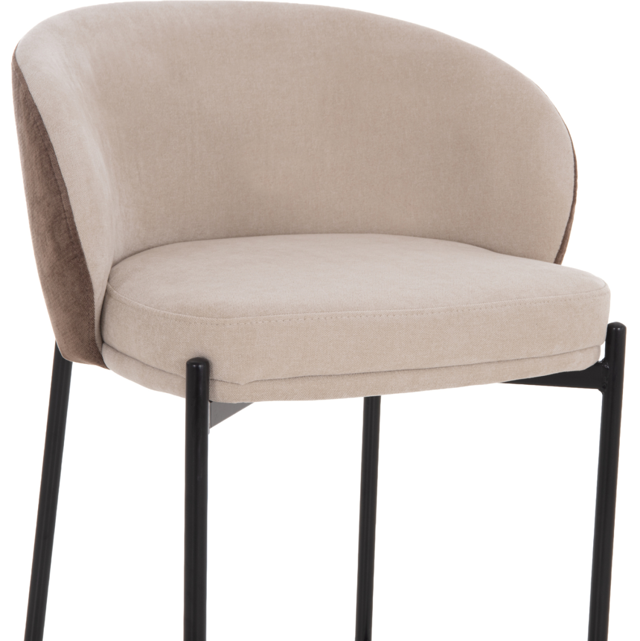 BAR STOOL DETTON HM18430.02 BEIGE/BROWN FABRIC--BLACK METAL FRAME 55x50x97Hcm. [8]