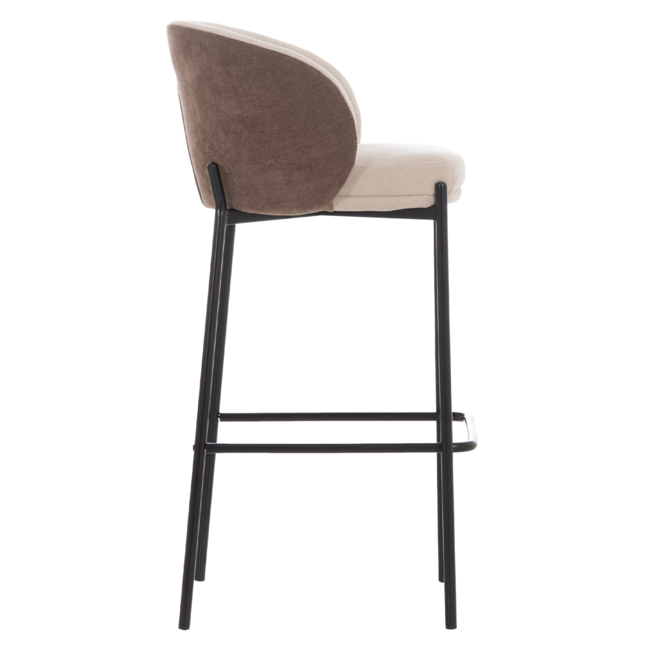 BAR STOOL DETTON HM18430.02 BEIGE/BROWN FABRIC--BLACK METAL FRAME 55x50x97Hcm. [4]