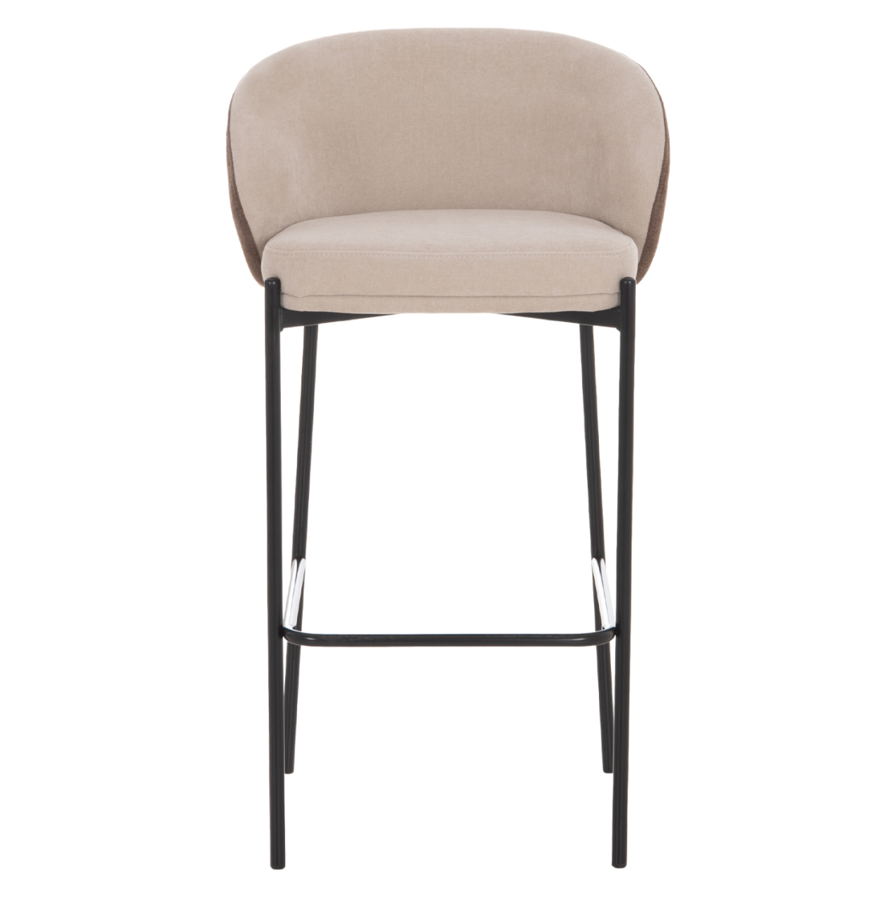 BAR STOOL DETTON HM18430.02 BEIGE/BROWN FABRIC--BLACK METAL FRAME 55x50x97Hcm. [3]
