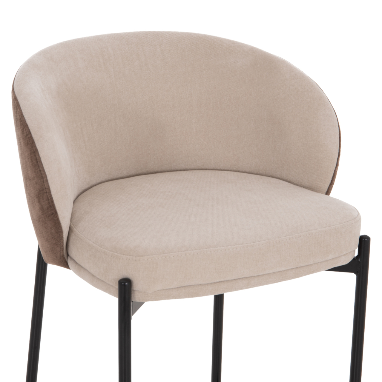 BAR STOOL DETTON HM18430.02 BEIGE/BROWN FABRIC--BLACK METAL FRAME 55x50x97Hcm. [7]