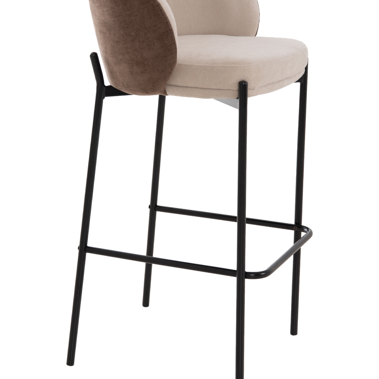 BAR STOOL DETTON HM18430.02 BEIGE/BROWN FABRIC--BLACK METAL FRAME 55x50x97Hcm. [10]
