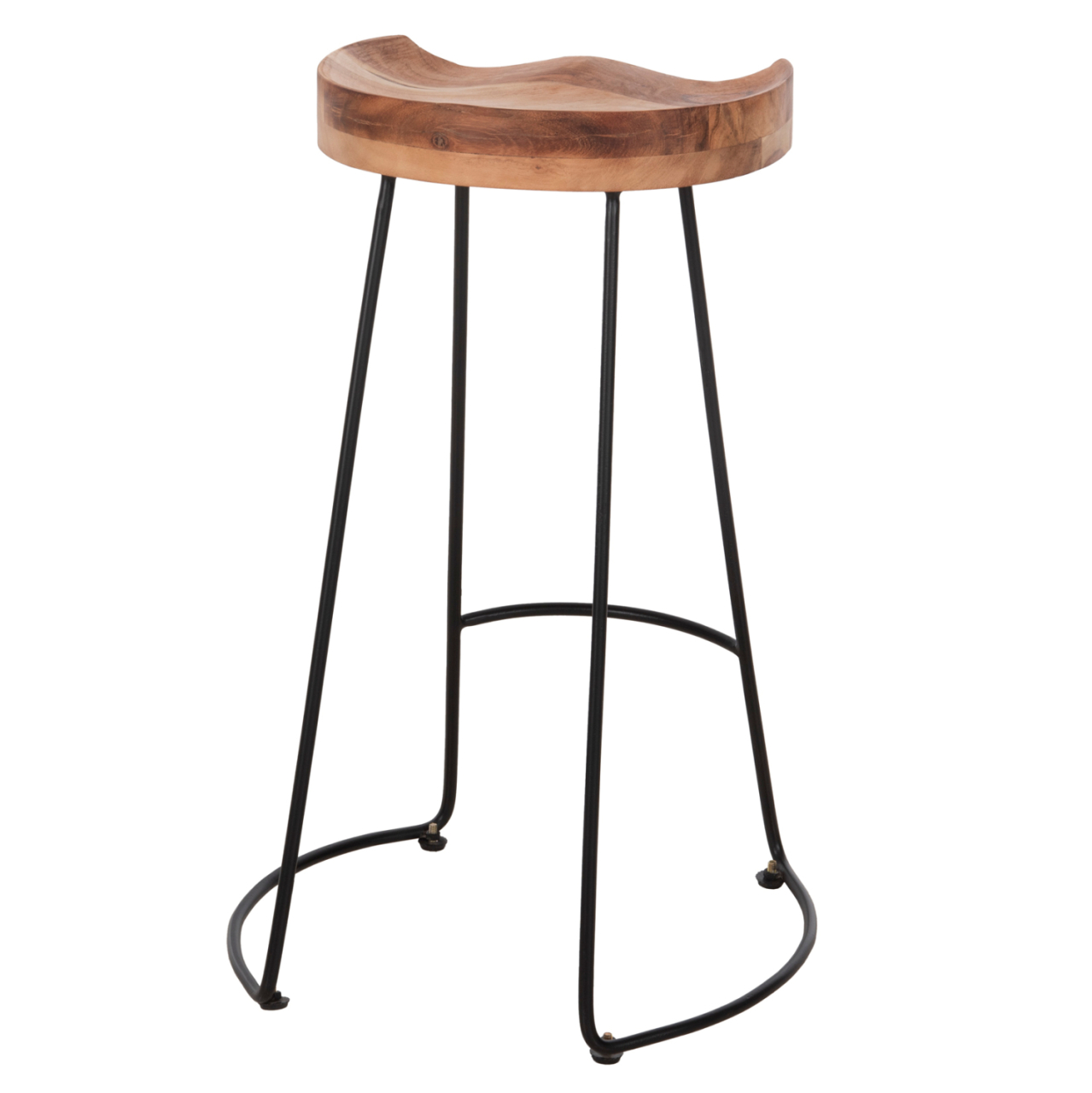 BAR STOOL ELEANOR HM8363.11 SOLID ACACIA WOOD SEAT-METAL 50x43x78Hcm. [5]