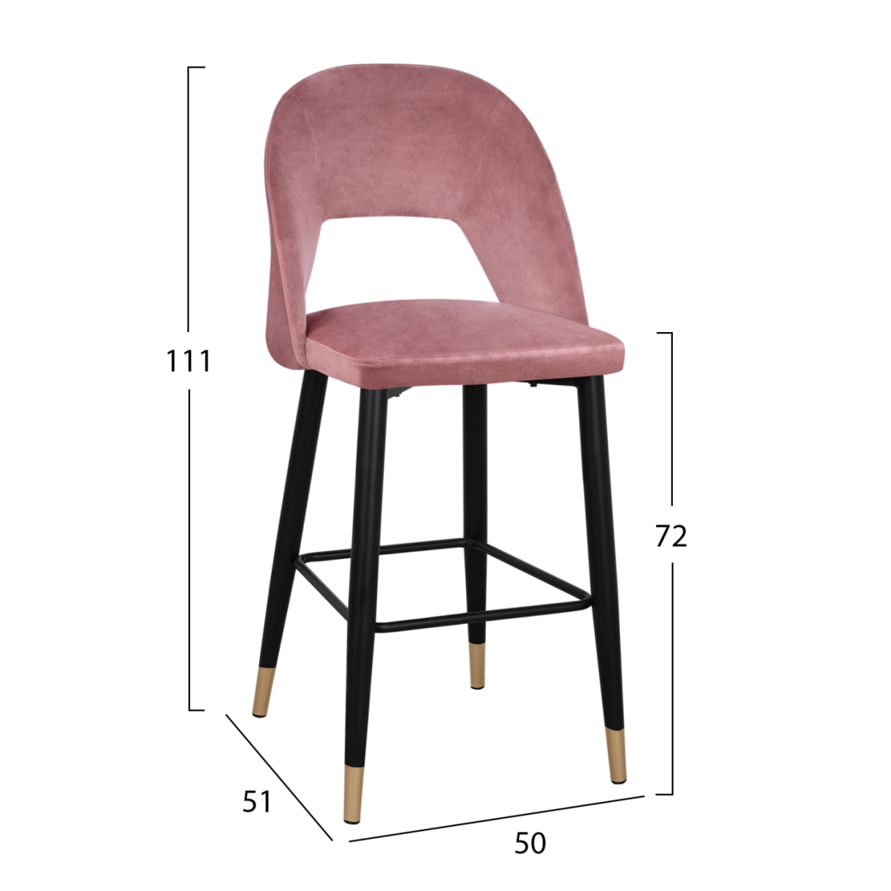 Bar Stool Harper HM8526.02 Velvet Rotten Apple with metallic Frame 50Χ51Χ111cm [2]