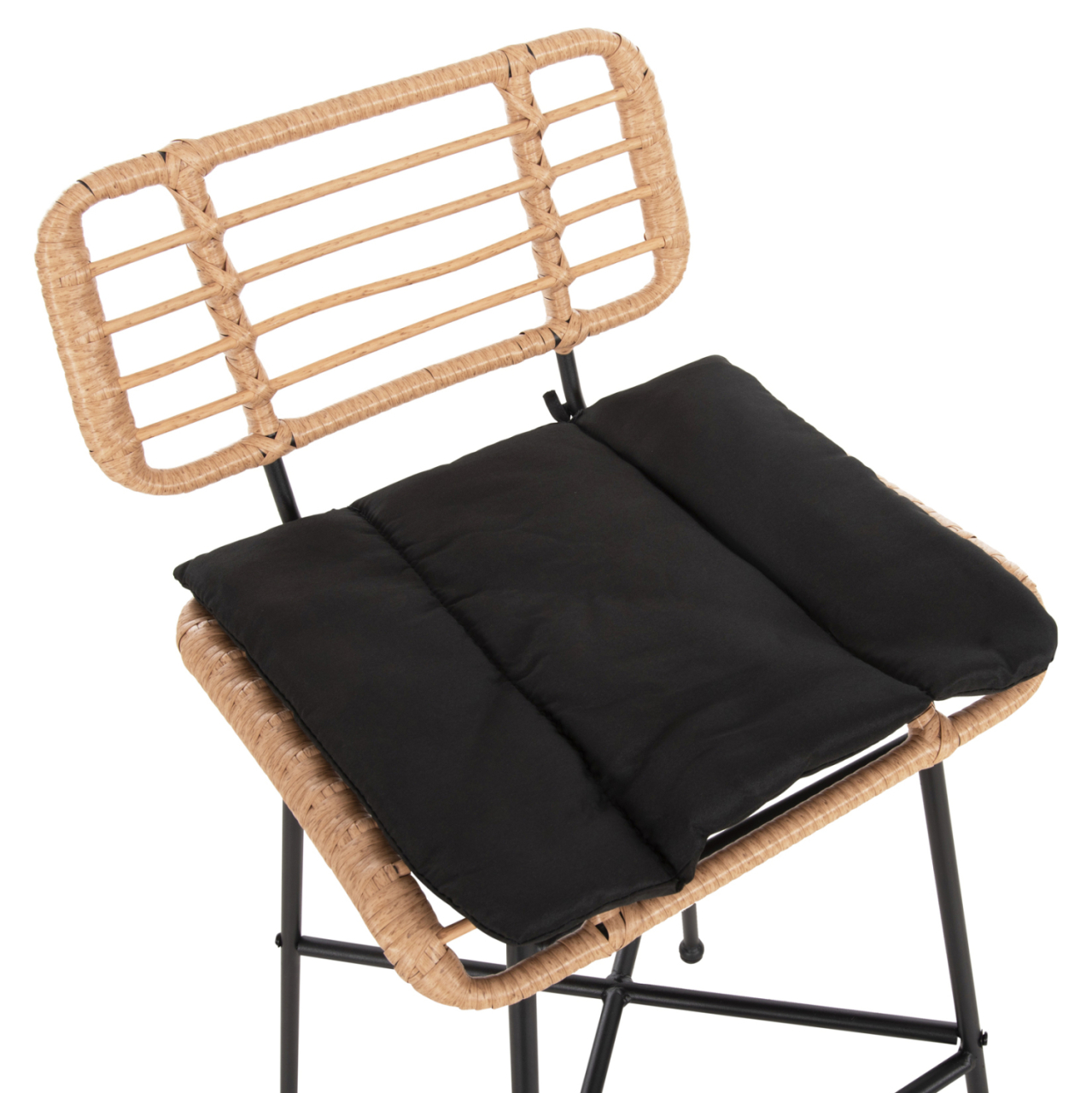 BAR STOOL HIGH SEAT ALLEGRA HM5708.11 METALandCUSHION IN BLACK-BEIGE WICKER 48x49x99,5Hcm. [8]