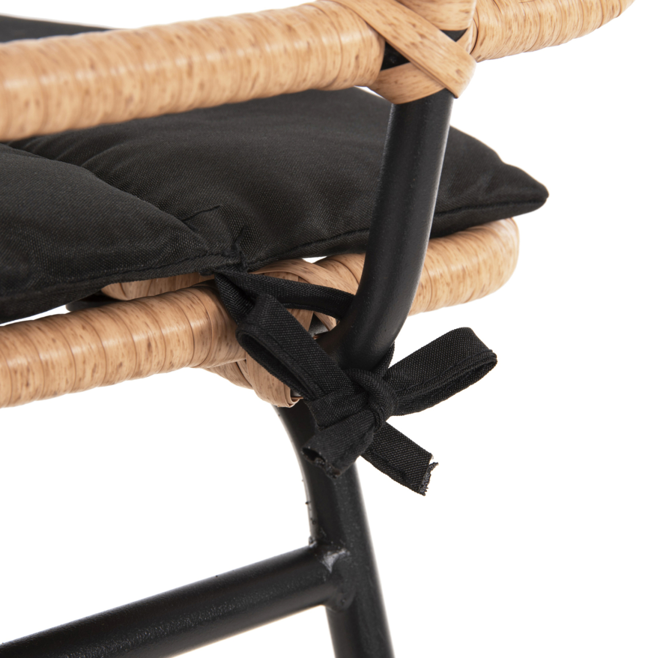 BAR STOOL HIGH SEAT ALLEGRA HM5708.11 METALandCUSHION IN BLACK-BEIGE WICKER 48x49x99,5Hcm. [9]