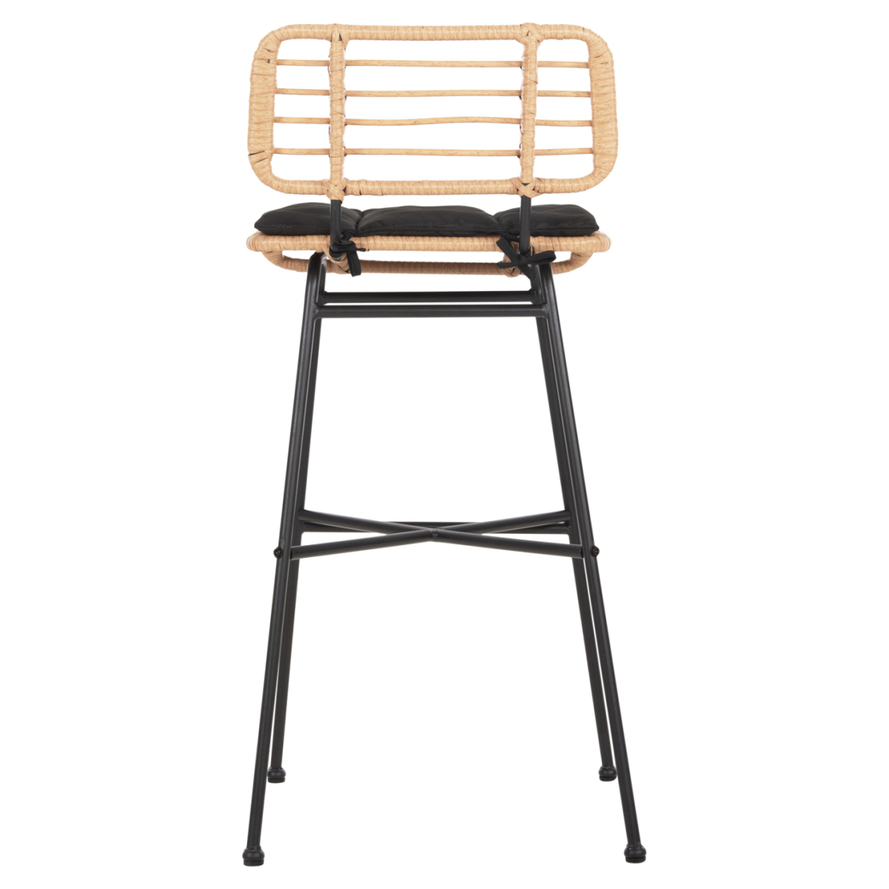 BAR STOOL HIGH SEAT ALLEGRA HM5708.11 METALandCUSHION IN BLACK-BEIGE WICKER 48x49x99,5Hcm. [6]