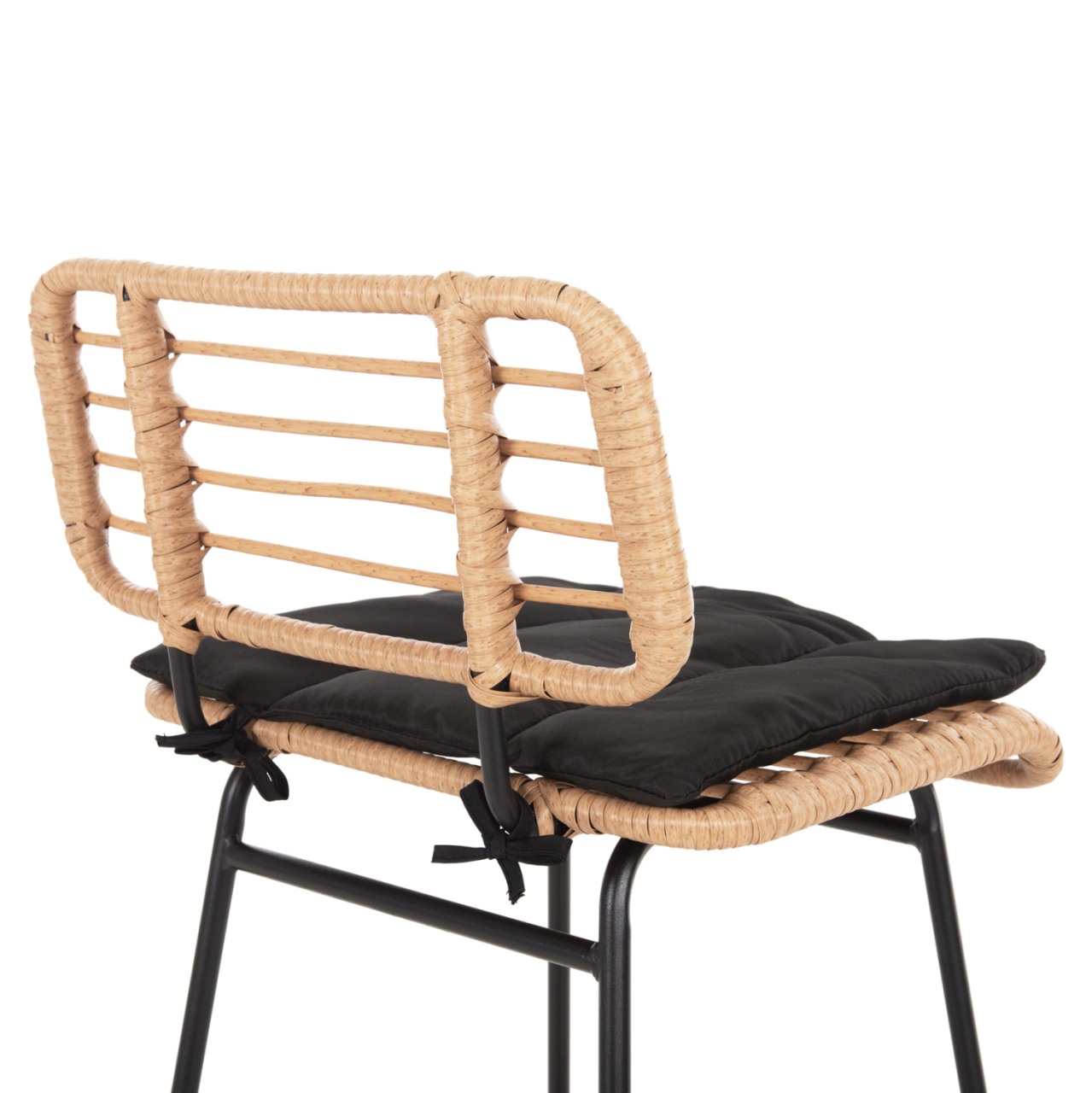 BAR STOOL HIGH SEAT ALLEGRA HM5708.11 METALandCUSHION IN BLACK-BEIGE WICKER 48x49x99,5Hcm. [7]