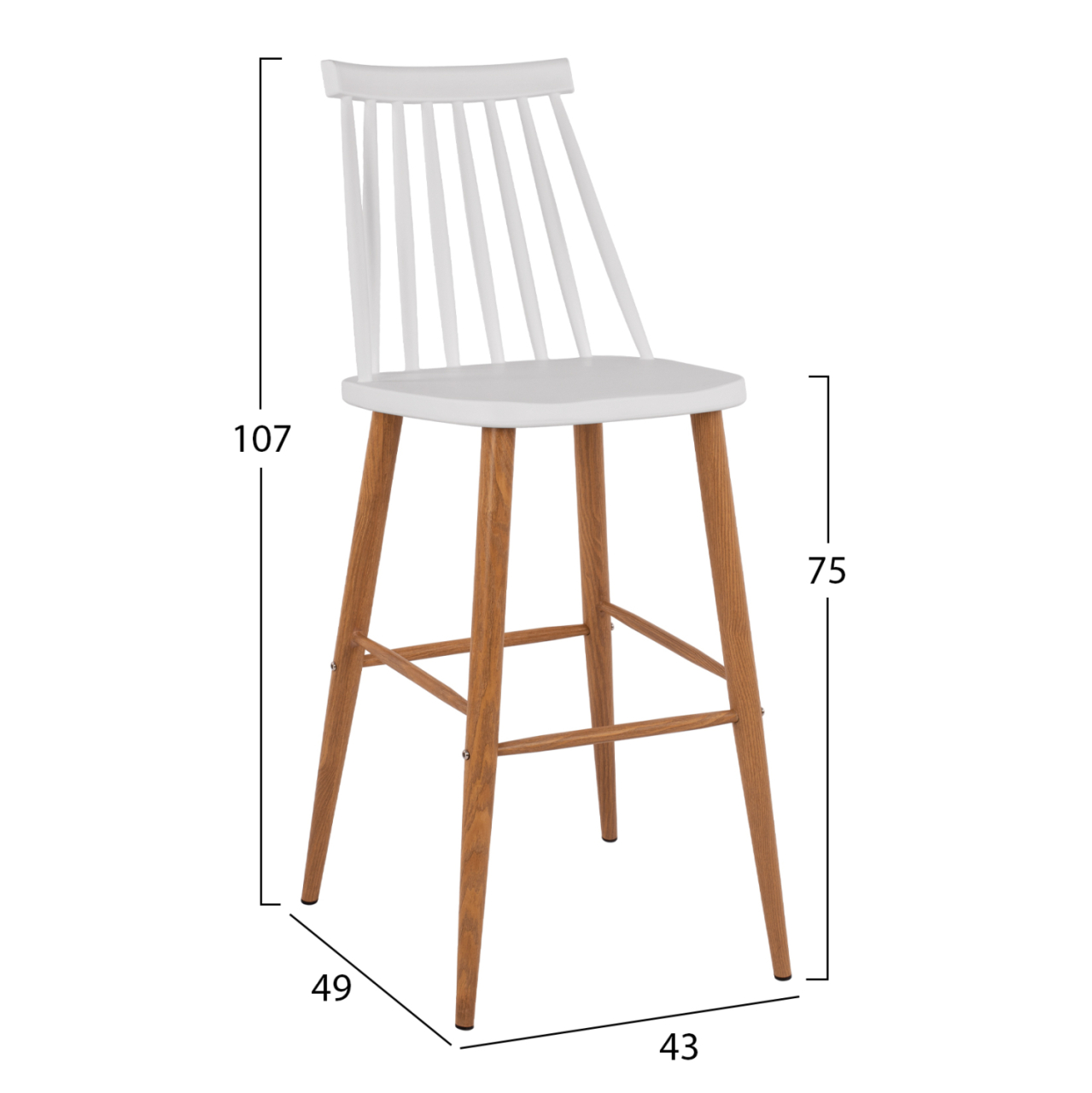 Bar Stool HM8459.01 Vanessa in white color 43x49x107 εκ. [2]