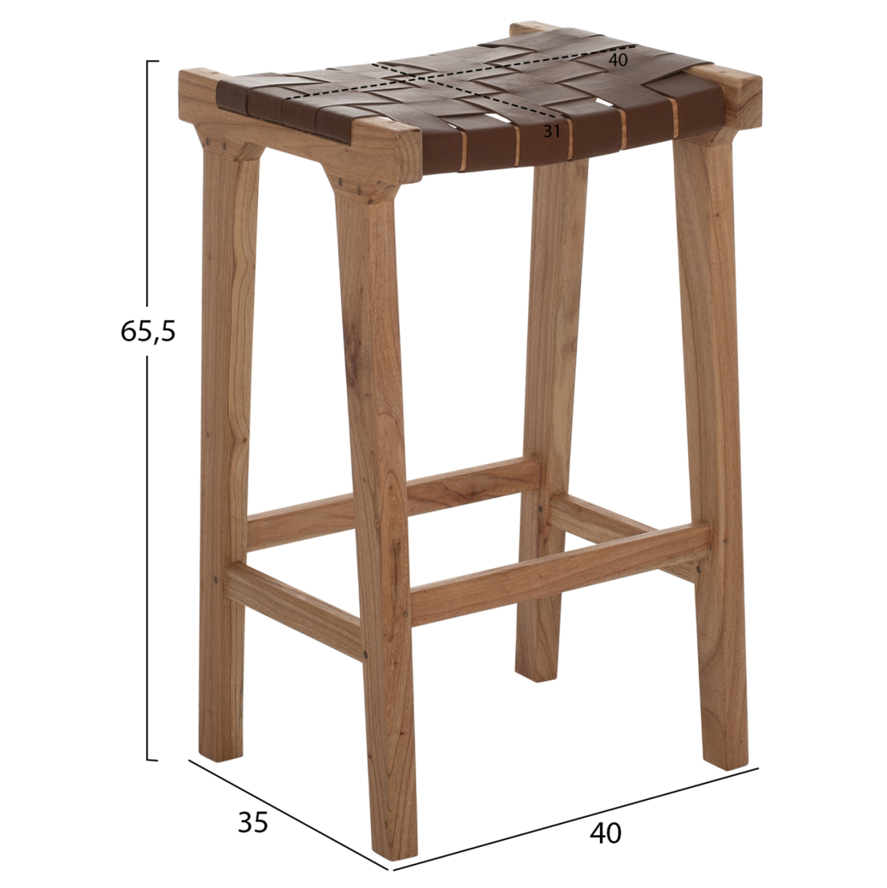 BAR STOOL HM99382.01 SOLID TEAK NATURAL 40X35X65H [2]
