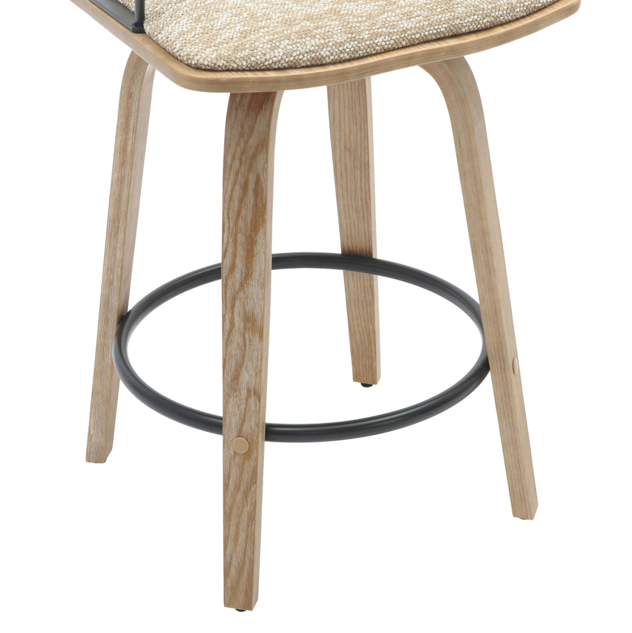 BAR STOOL JUDI HM9985.01 PLYWOOD IN WHITEWASH-BLACK METAL-BEIGE FABRIC 48x52x92Hcm. [8]