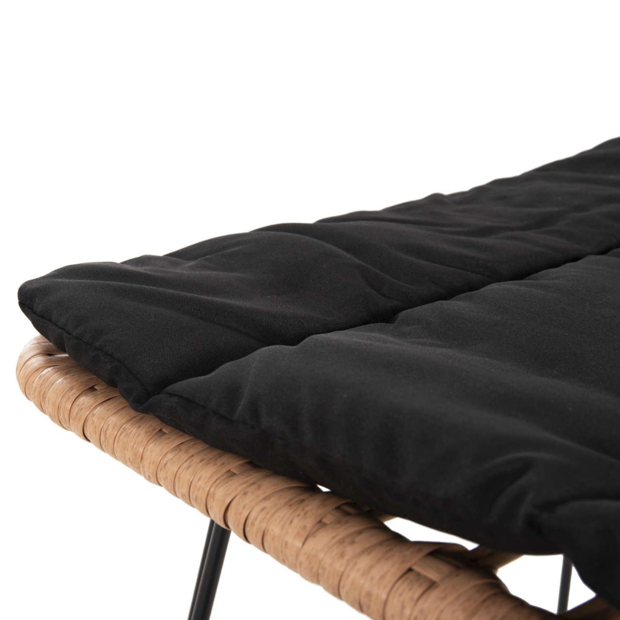 BAR STOOL MED.HEIGHT ALLEGRA HM5643.11 METALandCUSHION BLACK-WICKER BEIGE 50x55x103Hcm. [8]