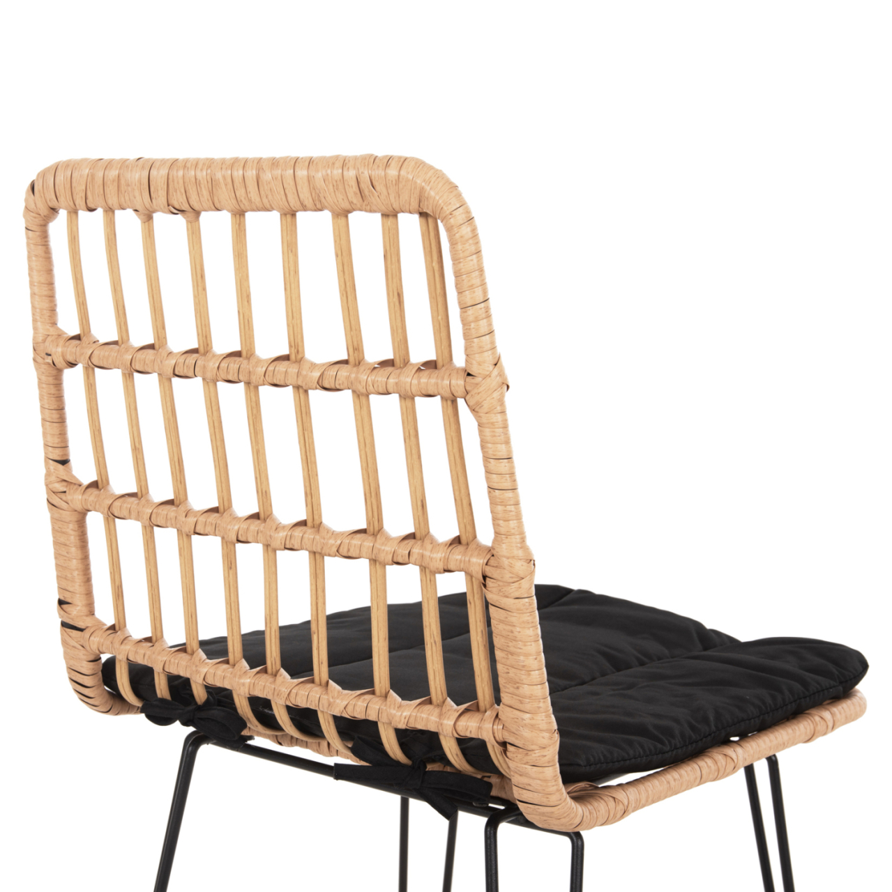 BAR STOOL MED.HEIGHT ALLEGRA HM5643.11 METALandCUSHION BLACK-WICKER BEIGE 50x55x103Hcm. [7]