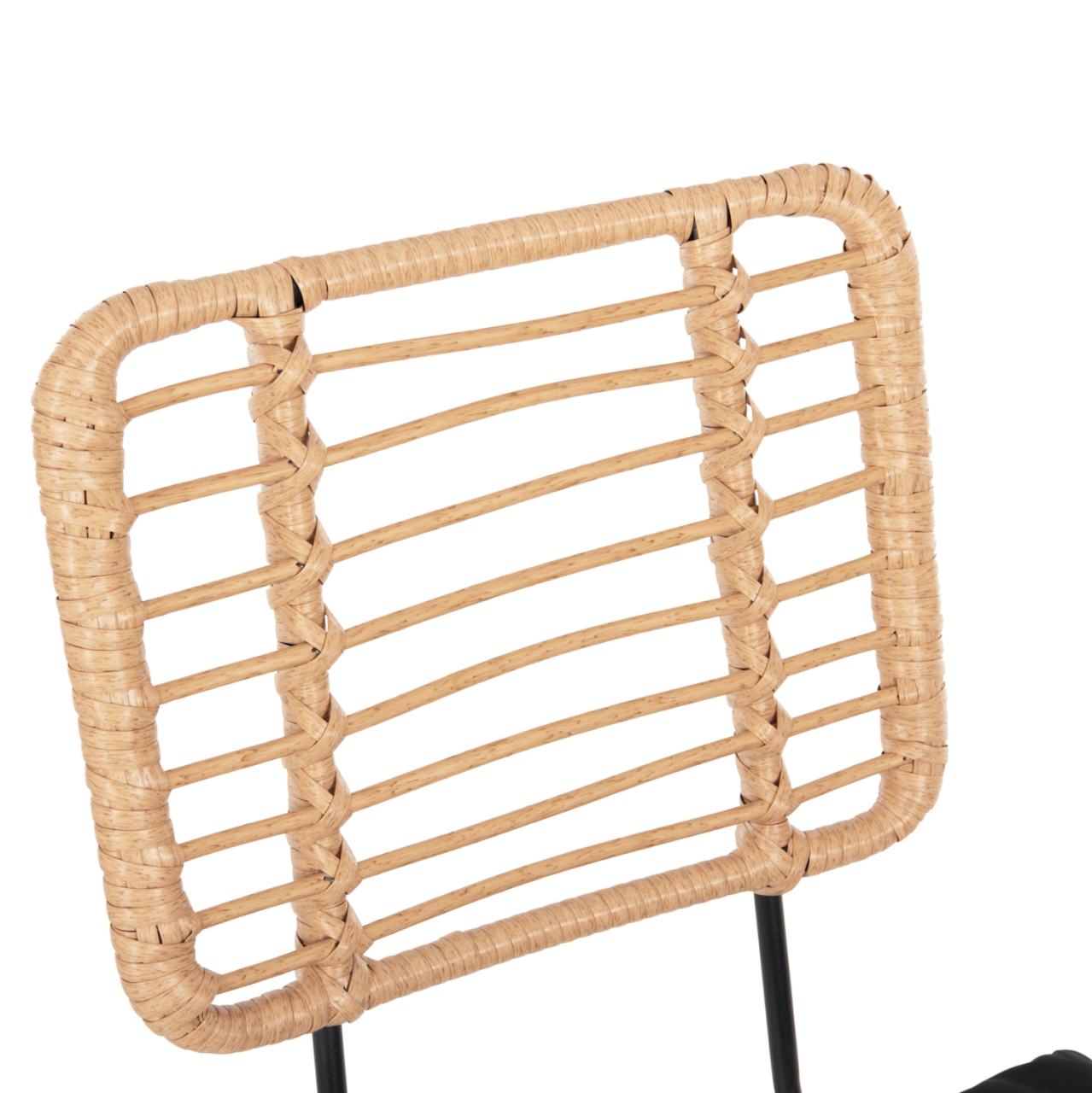 BAR STOOL MED.HEIGHT ALLEGRA HM5644.11 METALandCUSHION BLACK-WICKER BEIGE 53x56x107Hcm. [6]
