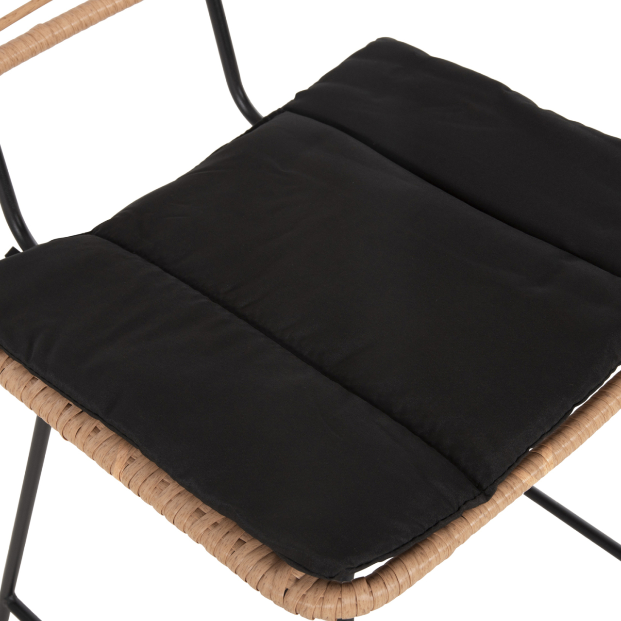 BAR STOOL MED.HEIGHT ALLEGRA HM5644.11 METALandCUSHION BLACK-WICKER BEIGE 53x56x107Hcm. [7]