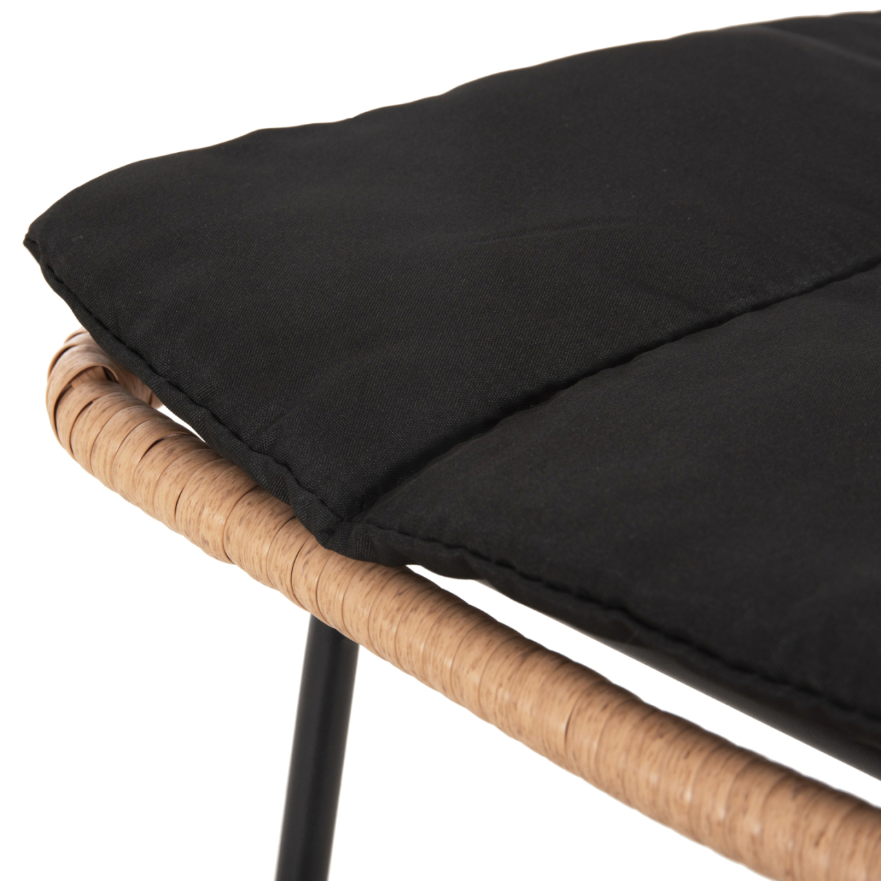 BAR STOOL MED.HEIGHT ALLEGRA HM5644.11 METALandCUSHION BLACK-WICKER BEIGE 53x56x107Hcm. [8]