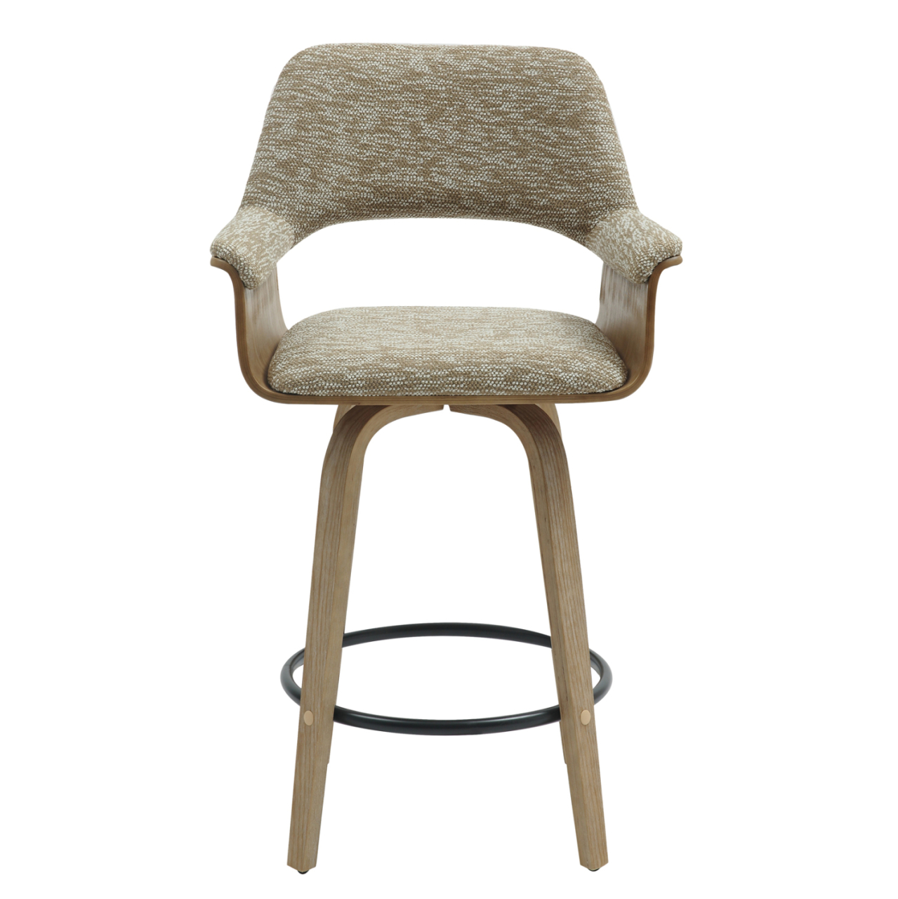 BAR STOOL MED.HEIGHT CLIPP HM9987.01 WHITEWASH PLYWOOD-BEIGE FABRIC 57,5x53x98Hcm. [3]