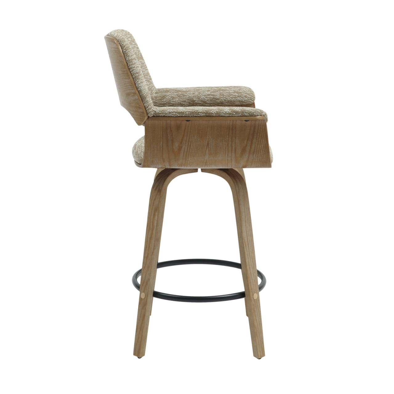 BAR STOOL MED.HEIGHT CLIPP HM9987.01 WHITEWASH PLYWOOD-BEIGE FABRIC 57,5x53x98Hcm. [4]
