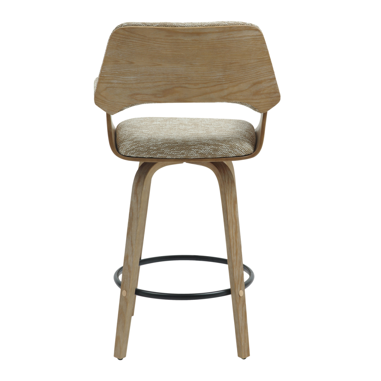 BAR STOOL MED.HEIGHT CLIPP HM9987.01 WHITEWASH PLYWOOD-BEIGE FABRIC 57,5x53x98Hcm. [6]