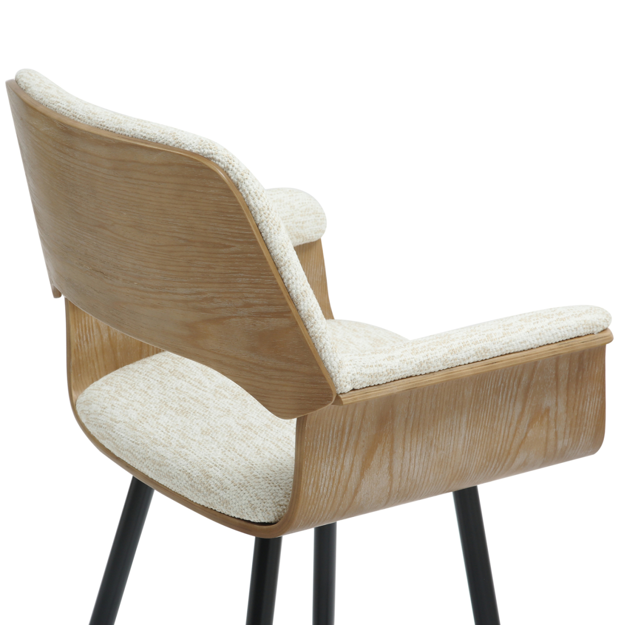 BAR STOOL MED.HEIGHT CLIPP HM9987.02 BLACK METAL LEGS-ECRU FABRIC 57,5x53x98Hcm. [8]