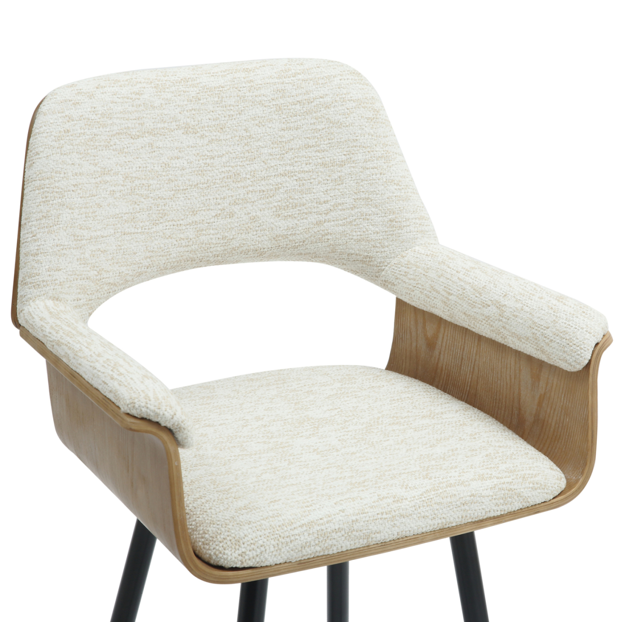 BAR STOOL MED.HEIGHT CLIPP HM9987.02 BLACK METAL LEGS-ECRU FABRIC 57,5x53x98Hcm. [7]