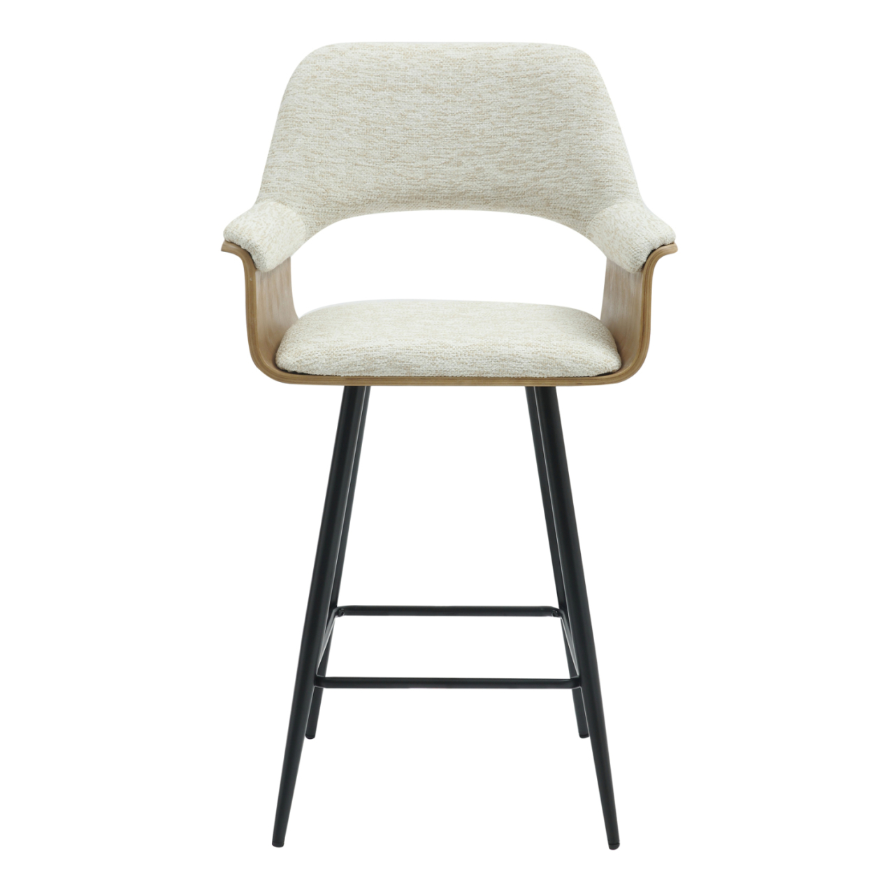 BAR STOOL MED.HEIGHT CLIPP HM9987.02 BLACK METAL LEGS-ECRU FABRIC 57,5x53x98Hcm. [3]