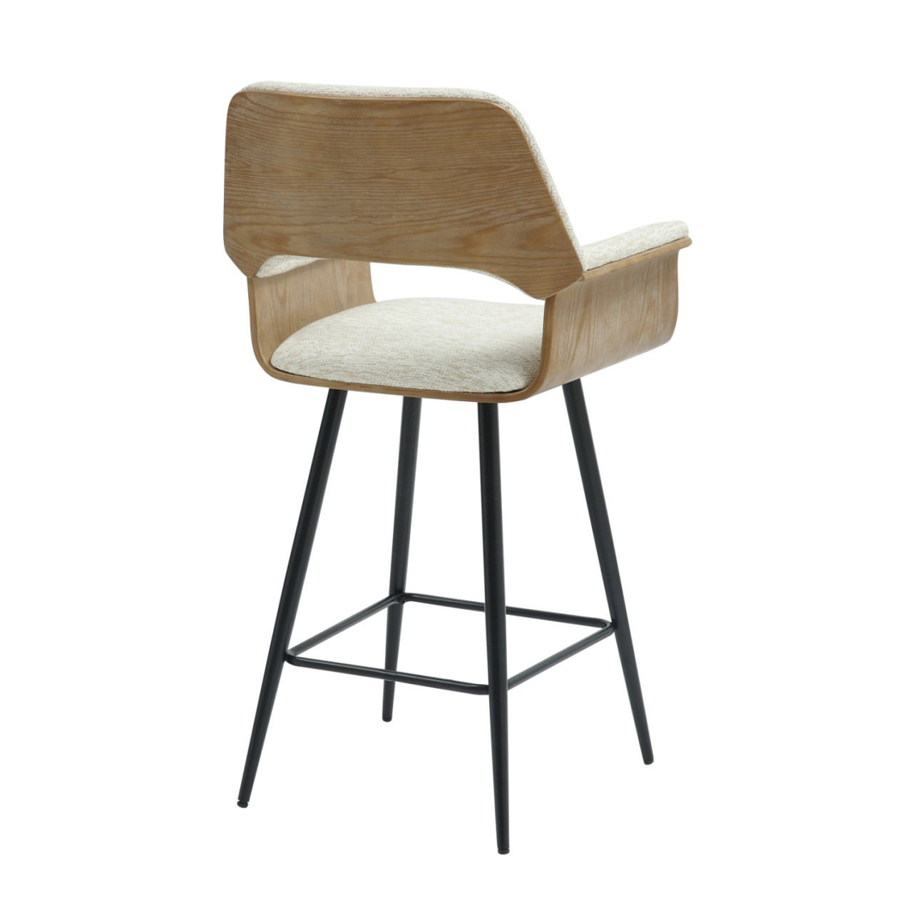 BAR STOOL MED.HEIGHT CLIPP HM9987.02 BLACK METAL LEGS-ECRU FABRIC 57,5x53x98Hcm. [5]