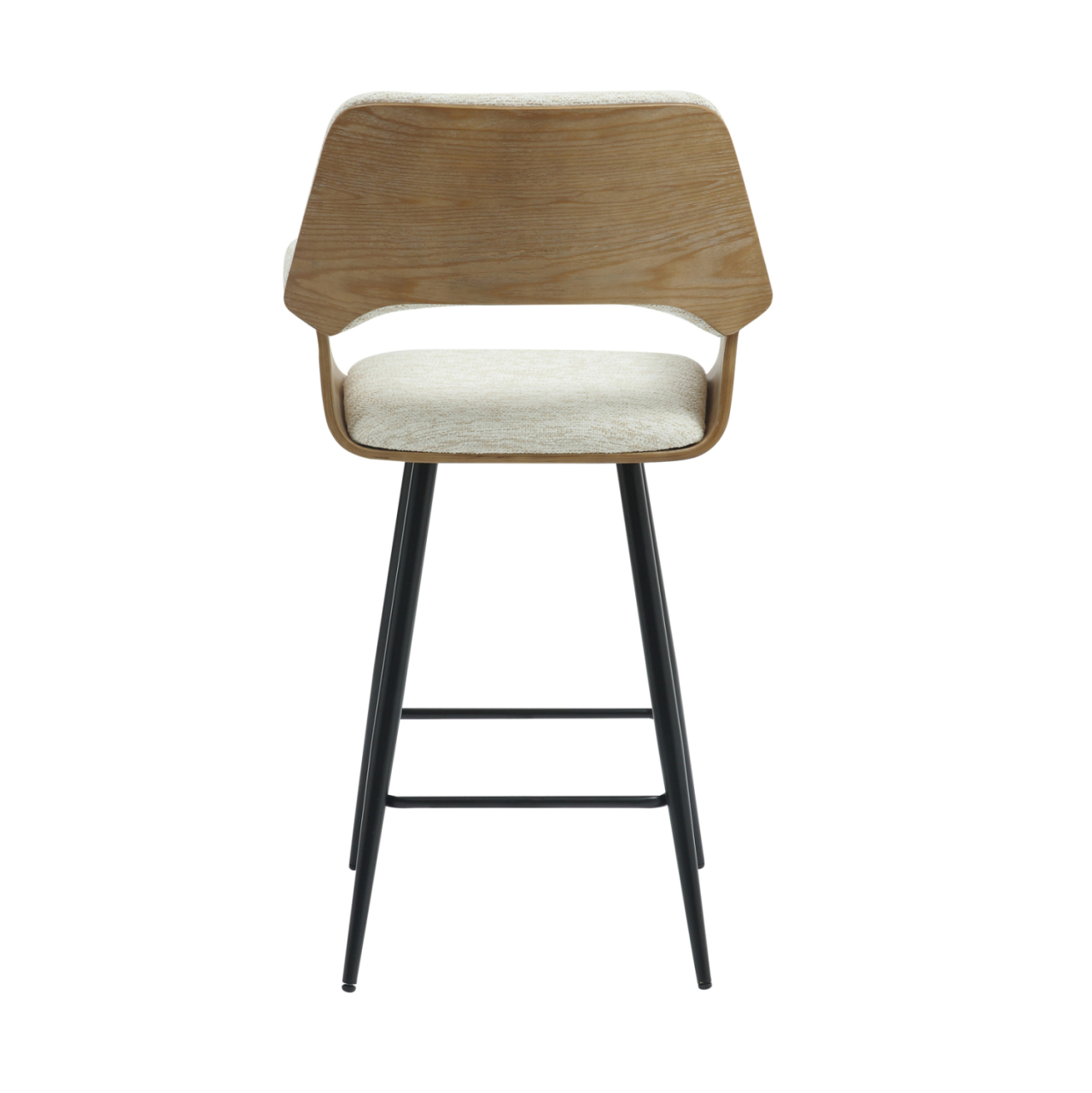 BAR STOOL MED.HEIGHT CLIPP HM9987.02 BLACK METAL LEGS-ECRU FABRIC 57,5x53x98Hcm. [6]