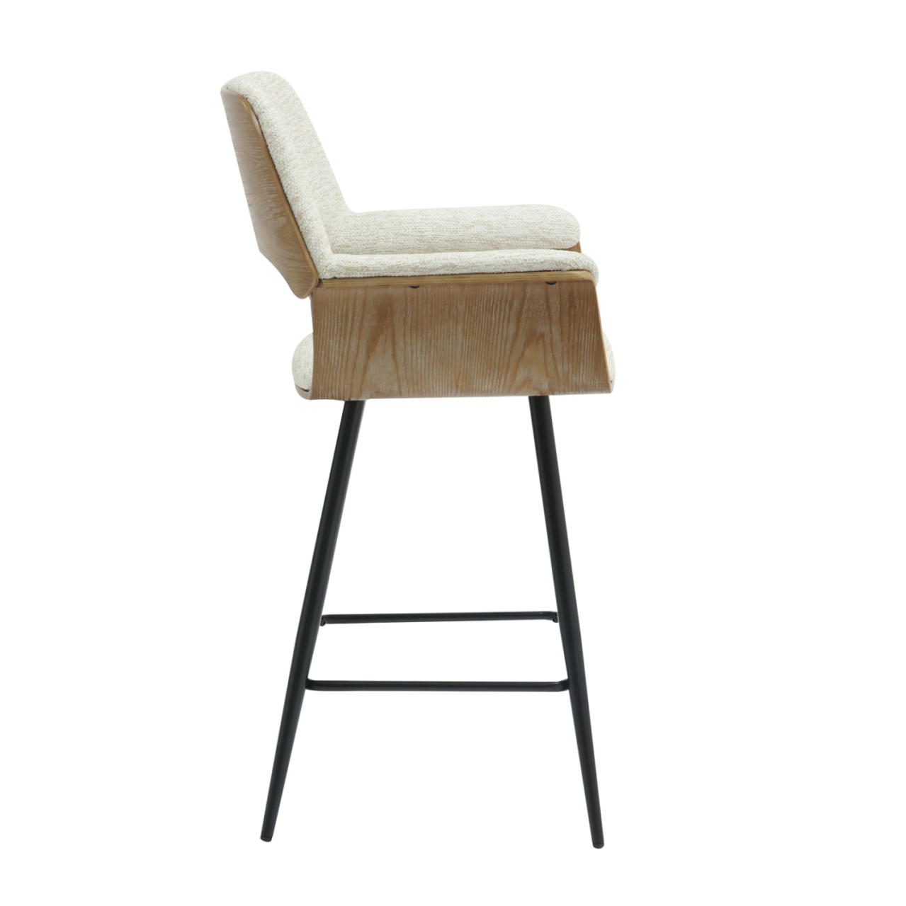 BAR STOOL MED.HEIGHT CLIPP HM9987.02 BLACK METAL LEGS-ECRU FABRIC 57,5x53x98Hcm. [4]